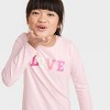 Girls' 'Love' Long Sleeve Graphic T-Shirt - Cat & Jack™ Light Pink - image 2 of 3