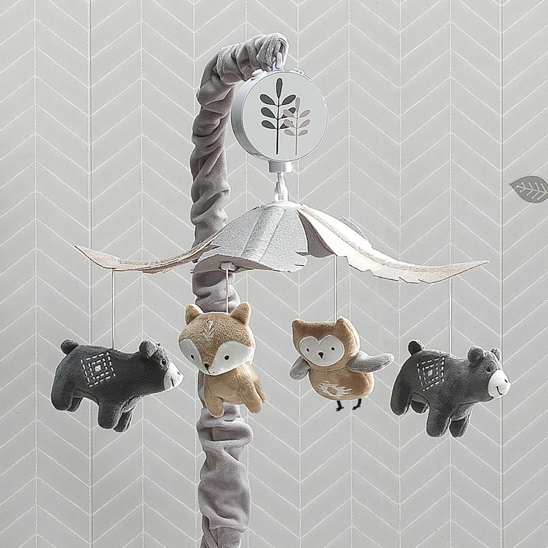 Lambs & Ivy Woodland Forest Gray/Tan Musical Baby Crib Mobile Soother Toy, 5 of 7