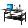 ACEPANO 37.8 in. W Modern Simple 2-Layer Tempered Glass Coffee Table with Lift Top For Living Room-Black - 3 of 4