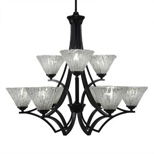 Toltec Lighting Zilo 9 - Light Chandelier in  Matte Black with 7" Italian Ice Shade - 1 of 1