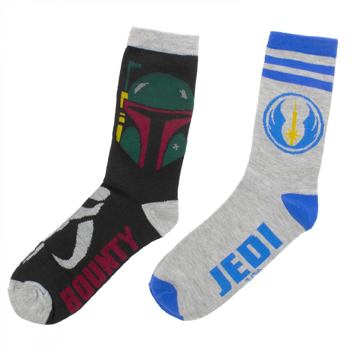 Mens Star Wars Boba Fett & Jedi Crew Socks 2-Pack