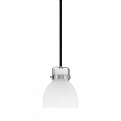 Toltec Lighting Easton 1 - Light Pendant in  Matte Black/Brushed Nickel with 6'' White Muslin Shade