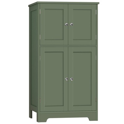 USIKEY Storage Cabinet, Bathroom Cabinet with 4 Doors & Adjustable Shelf, Bathroom Floor Cabinet for Living Room, Entryway, Home Office
