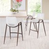 Faux Wood Steel Frame Counter Stool, 35.6"H White Faux Leather Seat with Arms, Set of 2 By Zuo Modern - 3 of 4