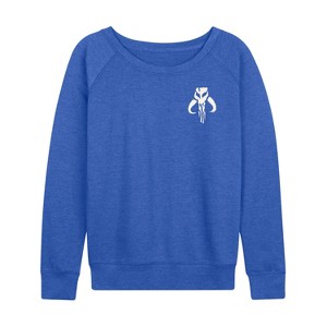 Women's - The Mandalorian - Mando Icon Lightweight French Terry Wide Neck Long Sleeve Graphic Shirt - 1 of 3