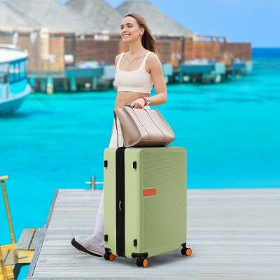 24 Inch Hardshell Checked Luggage,Expandable Spinner Suitcase with TSA Lock and Telescopic Handle,Lightweight Travel Suitcase-Cuddlewood