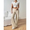 Women's High Waist Wide Leg Palazzo Pants Elastic Fit Casual Trousers with Pockets Palazzo Sweatpants - 2 of 4