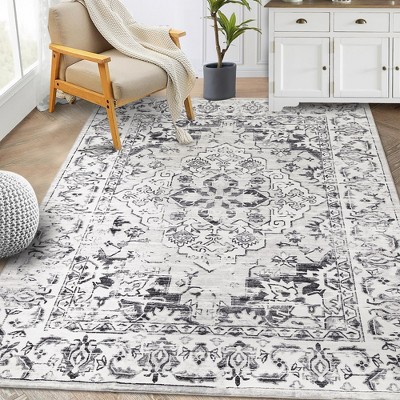 Vintage Medallion Distressed Washable Area Rug