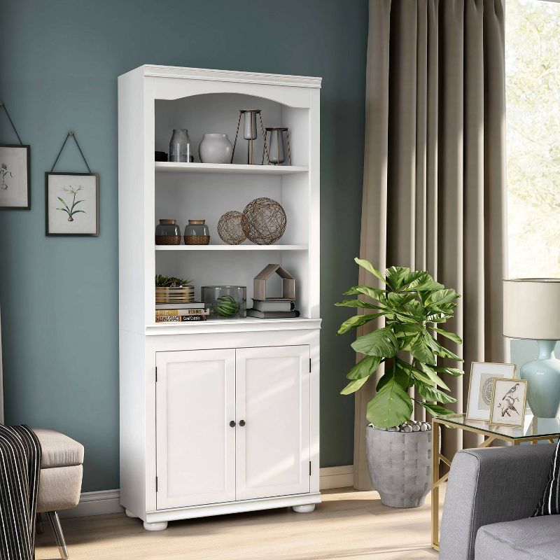 HOMES: Inside + Out Bloomguard Traditional 3 Open Shelf Bookcase with 2 Door Cabinet, 2 of 10