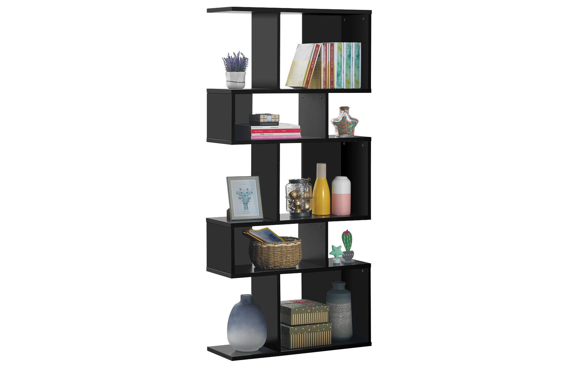 Costway 5 Cubes Ladder Shelf Freestanding Corner Bookshelf Display Rack Bookcase