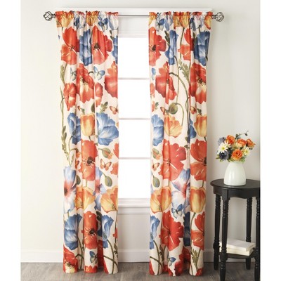 Lakeside Watercolor Floral 42" x 84" Window Curtain Panel with Rod Pocket