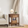 Bekrvio 18-Inch Boho Rattan Nightstand Set of 1/2, Bedside Table w/Drawer & Brass Knobs, Wood End Table w/Open Shelf for Bedroom/Living Room - 3 of 4
