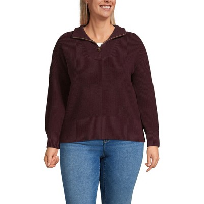 Lands' End Women's Drifter Shaker Wedge Quarter Zip Sweater