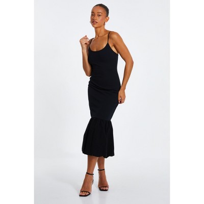 Quiz Women's Jersey and Bengaline Puffball Strappy Midi Dress