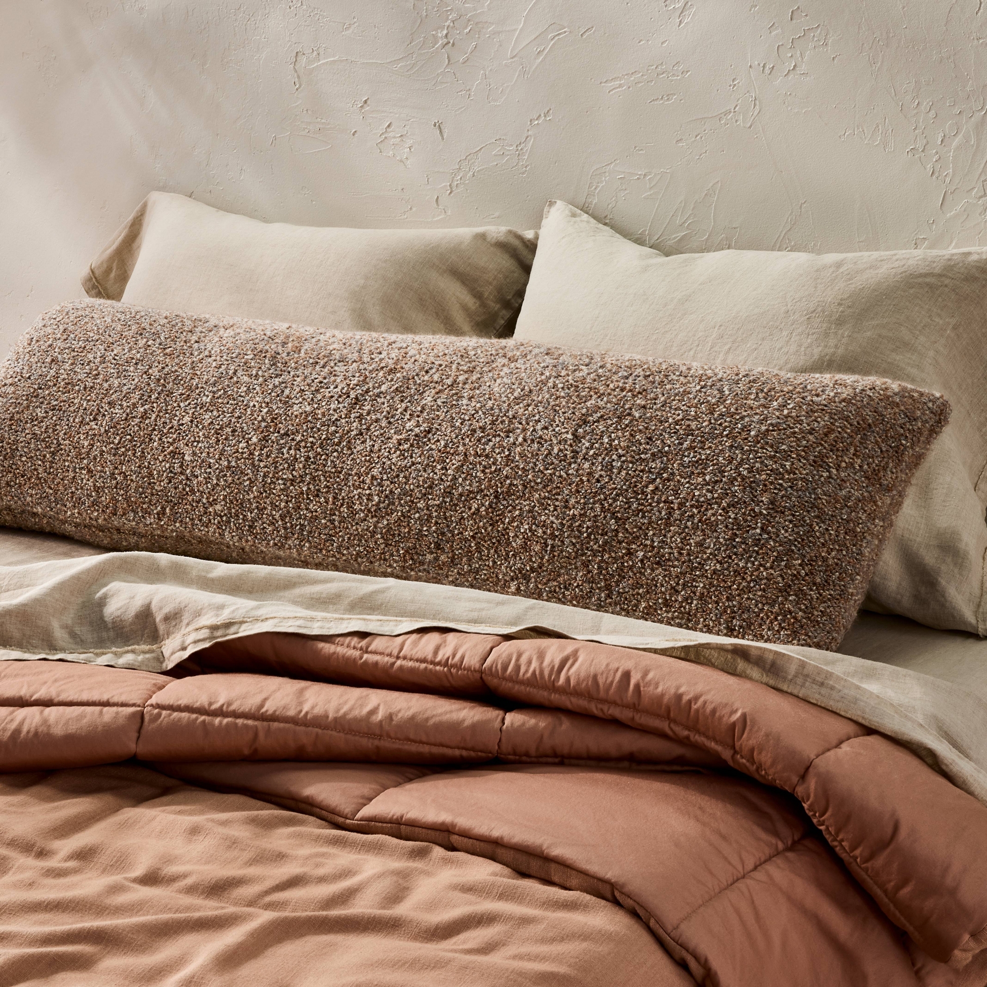 Textured Boucle Lumbar Decorative Throw Pillow Brown - Casaluna™