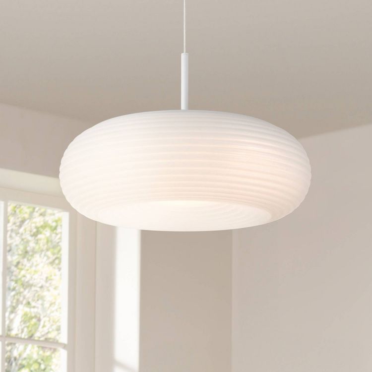 Possini Euro Design Sandringham 20" Modern Pendant Ceiling Light Fixture Dining Room Over Table Kitchen Island Hanging LED Sanded White Finish Metal, 2 of 7