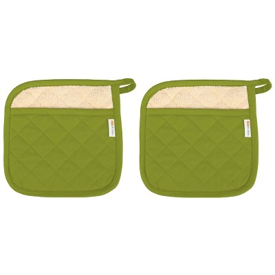 2pk 9x9 Herringbone Pot Holder Green - Mukitchen : Target