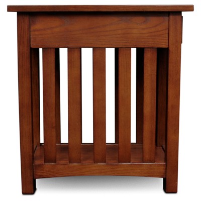 Medium Oak Mission End Table with Drawer and Shelf