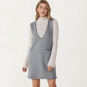 Anna-Kaci Women's Sleeveless V-Neck Shift Fashion Dress with Front Patch Pockets - 1 of 4