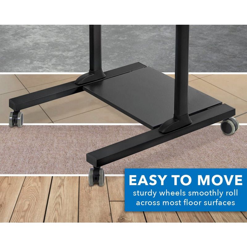 Mount-It! Wide Mobile Stand Up Desk | Height Adjustable Rolling Workstation with 40" Wide Table Tops | Multi-Purpose Rolling Presentation Cart - Black, 3 of 7
