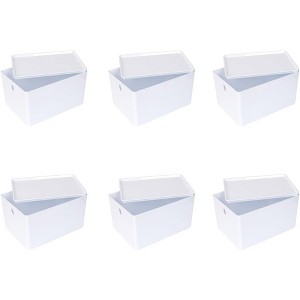YBM Home White Plastic Storage Bin with Lid, Pack of 6 - 1 of 3