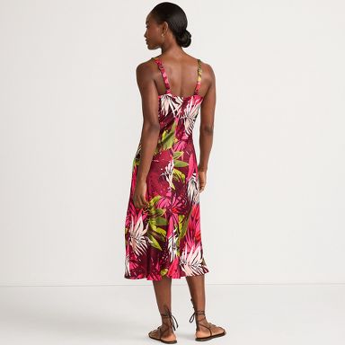 Lands' End Women's Satin Slip Dress - Large - Rich Burgundy Tropical Palm :  Target