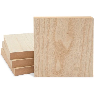 Bright Creations 4 Pack Unfinished Wood Blocks for Arts and Crafts, Wood Burning (8 x 8 in)