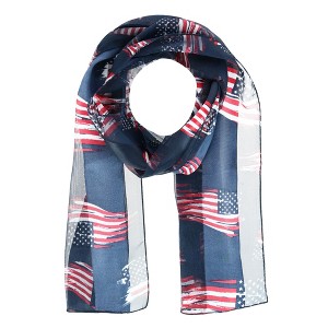 CTM Women's American Flag Print Lightweight Scarf - 1 of 4
