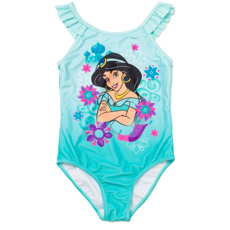 Disney Princess Cinderella Belle Tiana Jasmine Girls One Piece Bathing Suit Toddler to Little Kid, 1 of 8