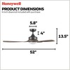 Honeywell Lynton 52" Ceiling Fan, Contemporary Indoor or Outdoor Fan with LED Light, Dual Mounting Options, Remote, & 3 Reversible Blades, Matte Black - 4 of 4
