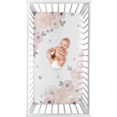 Sweet Jojo Designs Girl Photo Op Fitted Crib Sheet Watercolor Floral ...