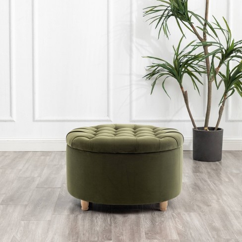 Green store velvet ottoman