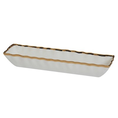 Regency Gold Trim White Porcelain Cracker Tray