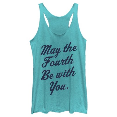 Women's Star Wars May The Fourth Cursive Racerback Tank Top : Target
