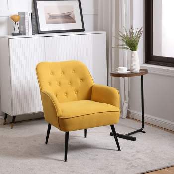 Modern Linen Upholstered Armchair With Metal Legs - ModernLuxe