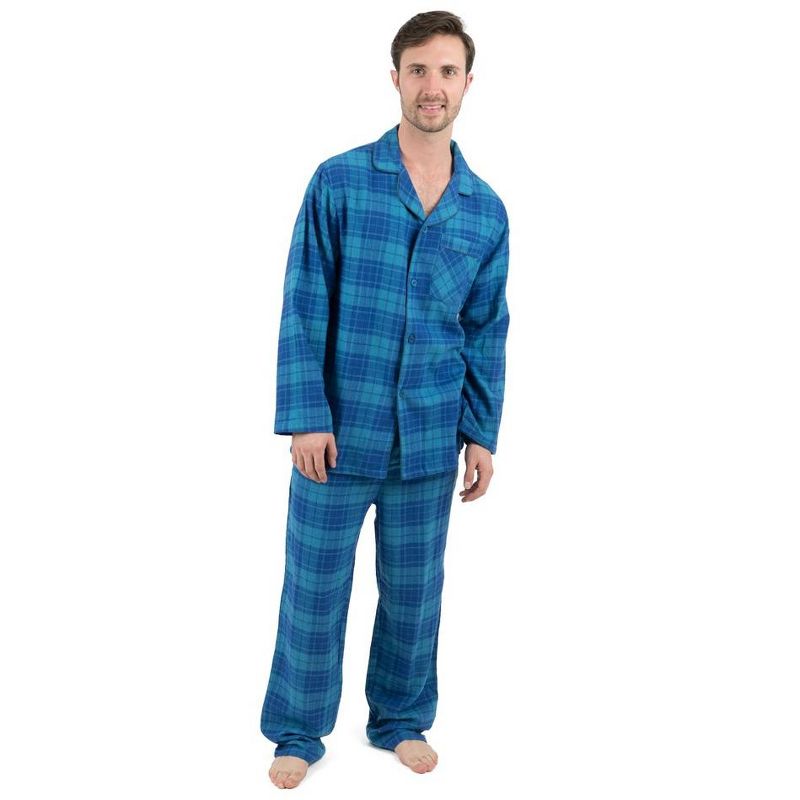 Leveret Mens Two Piece Flannel Pajamas, 2 of 3
