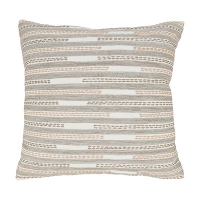 Cream Fringe Textured 18 in. x 18 in. Square Decorative Throw Pillow