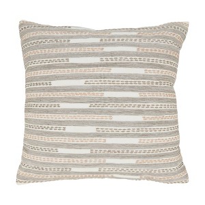 18"x18" Textured Tapestry Stitched Striped Down Filled Square Throw Pillow - Saro Lifestyle: Cotton Weave, Indoor Use, Zippered - 1 of 3