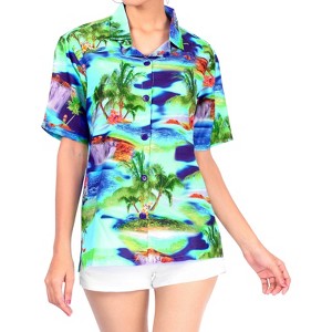 HAPPY BAY Hawaiian Shirts Womens Summer Beach Party Blouse Shirt Collared Colorful Button Up Short Sleeve Dress Tee Shirts Tops for Women - 1 of 4