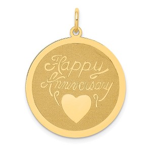 Black Bow Jewelry 14k Yellow Gold Happy Anniversary Circle Heart Pendant, 24mm - 1 of 4
