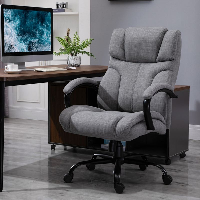 Vinsetto 500lbs Big and Tall Office Chair with Wide Seat, Ergonomic Executive Computer Chair with Adjustable Height, Swivel Wheels and Linen Finish, 2 of 9