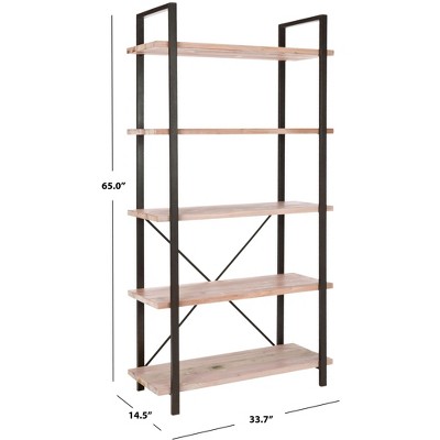 Chantel 65" Black and Brown Red Maple Wood Etagere