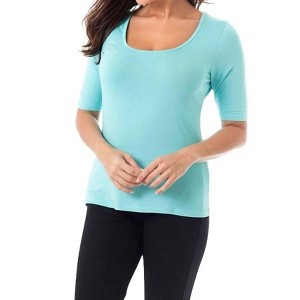Women's Short Sleeve Scoop Neck Top - ANGEL - 1 of 2