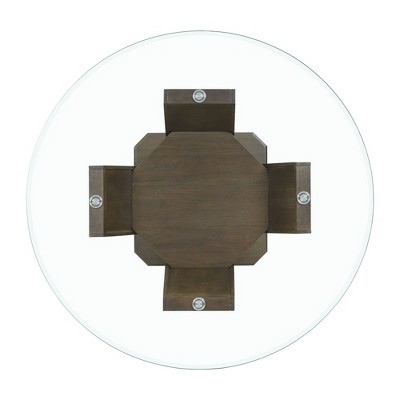 Transitional Simms 54" Round Walnut & Glass Dining Table