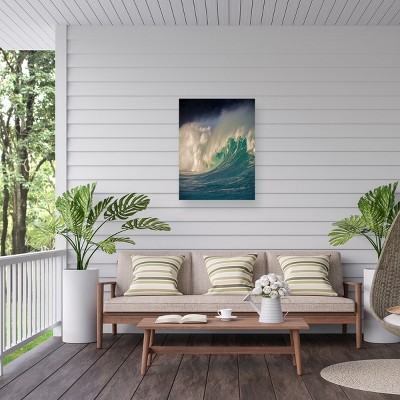 Alan Klu 'Waimea, Oahu' Blue and White Outdoor Canvas Print