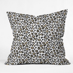 Dash and Ash Leopard Heart Square Throw Pillow Black/White - Deny Designs