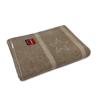Swiss Link Military Surplus 60 x 84 Inch High Quality Insulated Breathable Italian Officers Reproduction 80 Percent Classic Wool Blanket with Star