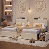 Bed Frame with Storage Headboard, Kids Bed Frame with 2 Drawers, Boucle Upholstered Platform Bed with Bookcase, No Box Spring Needed, Easy Assembly - 3 of 4