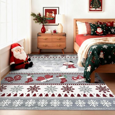 Christmas Door Mat - Washable Non-Slip Snowman Rug, Stain Resistant Foldable Floor Mat for Entryway, Porch, Bedroom, Multiple Sizes & Colors