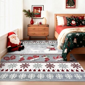 Christmas Door Mat - Washable Non-Slip Snowman Rug, Stain Resistant Foldable Floor Mat for Entryway, Porch, Bedroom, Multiple Sizes & Colors - 1 of 4